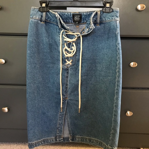 BDG Fiona Denim Lace-Up Skirt - Picture 3 of 5